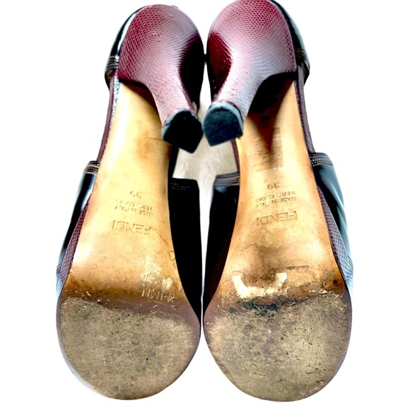 FENDI Peeptoe Platform Leather Oxford Ankle Boots - Picture 7 of 10